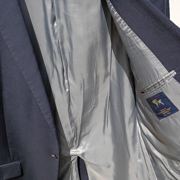 HART SCHAFFNER MARX Jacket Mens 50R Navy Blue Blazer Coat Bronze Buttons Vintage - Picture 11 of 16